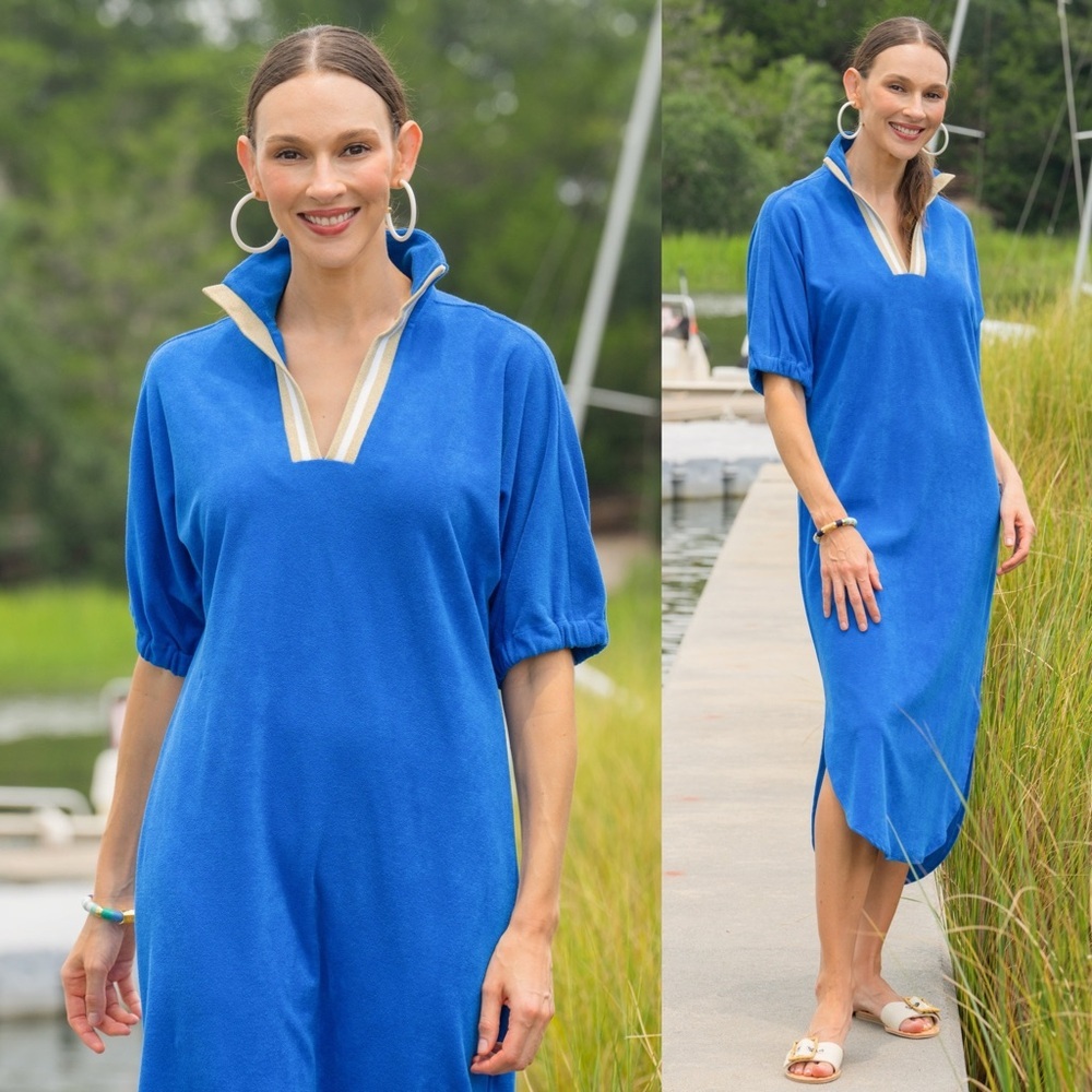 Emily McCarthy Poppy Caftan Dress Marine Terry